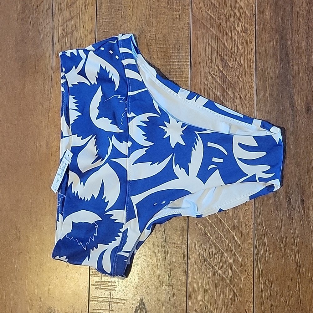 Madewell sz small high waist swim bottoms blue & white floral NWT